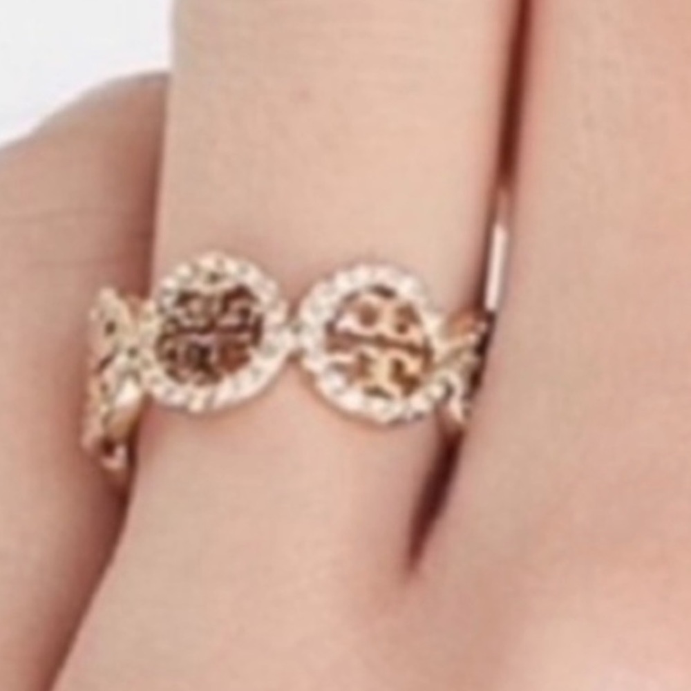 Tory Burch gold pave Logo Ring - Picture 4 of 7